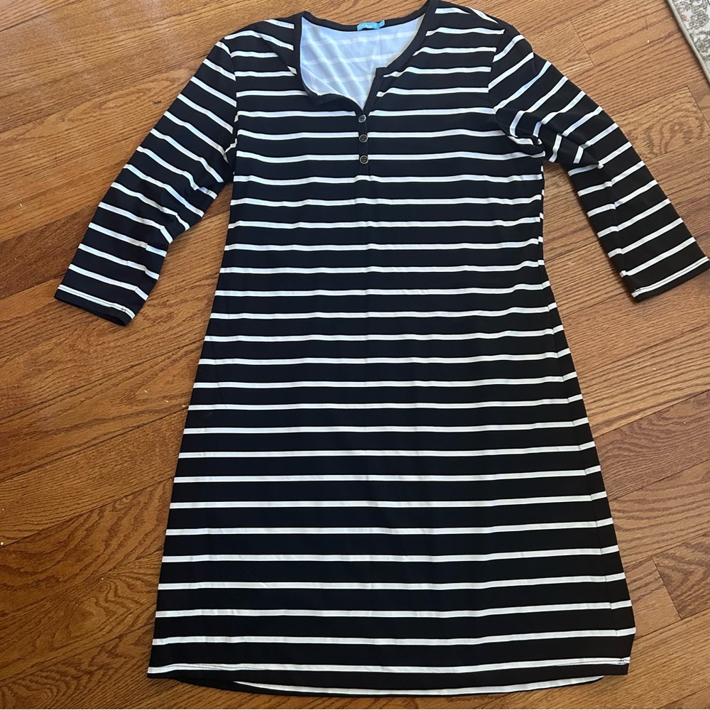 J McLaughlin Lynn Henley Dress XL Travel Knit Preppy Casual Weekend Wear Luxury
